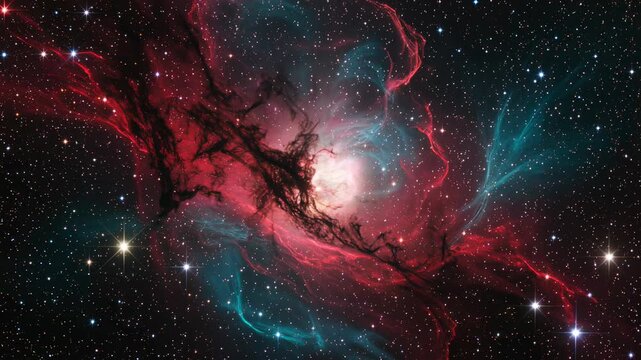 Stunning cosmic scene of a supernova explosion in deep space, with vibrant colors, glowing gas clouds, and dynamic stellar energy.