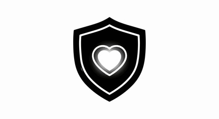 Fototapeta premium Glowing heart protected by a shield, symbolizing love and security