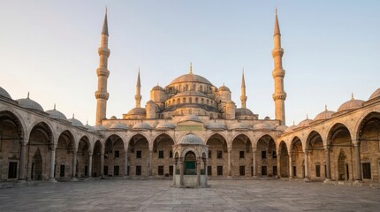 Obraz premium Historical mosque architecture against clear sky sunlight outdoors structure