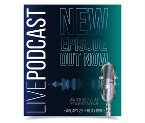 Retro vintage templates with microphones for online radio podcast and live broadcast, Podcast logo design 