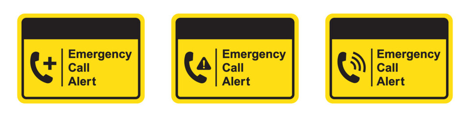 Emergency call warning label icon illustration