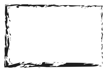 Fototapeta premium Organic grunge rectangular frame – A minimal brush-styled rectangular panel with natural distressed edges and open center space, suitable for signage, product branding, and promotional header text