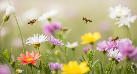 Fototapeta premium Springtime Pollination with Honey Bees