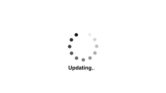 Operating system upgrade concept, software updating. update modern functions, Setting updating icon. concept with alpha channel. Loading circle animation. Seamless Loop. Dots, circle and animation 