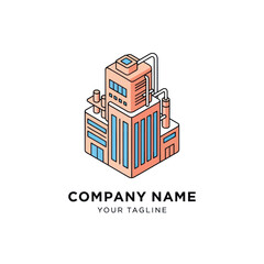 Fototapeta premium Industrial Building Logo Design Template Illustration.