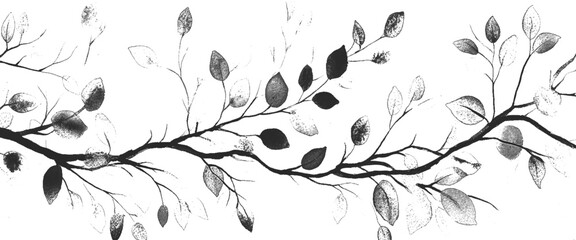 Vector black and white tree leaves 