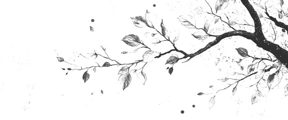 Vector black and white minimal style cad tree line tree leaves 