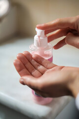 Applying hand cream to hands. To apply lotion for moisture hands. Squeeze out the cream. Everyday beauty rithuals. 