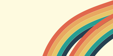 Abstract colorful 70s background vector. Vintage retro wallpaper with rainbow stripes and wavy lines.