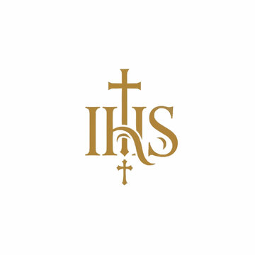IHS Christogram symbol with cross, religious emblem of Jesus.