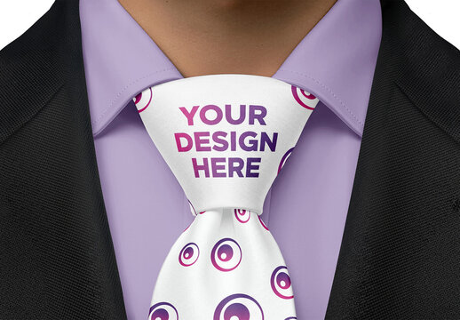 Mockup Ascot Tie Under The Collar Of A Blazer