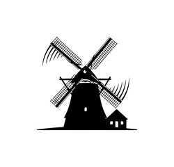 Obraz premium Windmill Silhouette Illustration