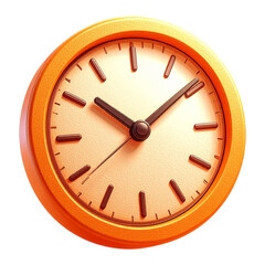 Classic 3D wall clock icon with orange frame for school office and daily schedule visualization