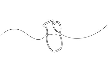 Obraz premium Glass jug icon in a single line art style on white background 