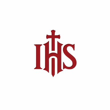 IHS Christogram with Cross Symbolizing Jesus Christ.