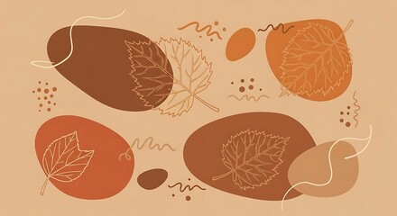 Abstract Autumn Leaves Background in Warm Earth Tones &ndash; Minimal Fall Aesthetic Design