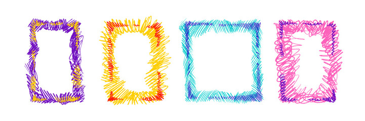 Colorful crayon border with doodles and scribbles