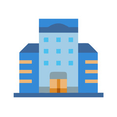 Naklejka premium Flat illustration of a modern office building on a black background