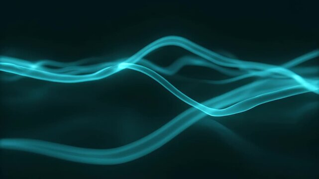 Glowing Teal Cyan Abstract Energy Wave for Data Network Technology Flow
