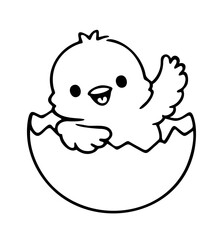 Fototapeta premium Chick emerging from cracked egg with a cheerful expression 