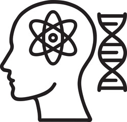 Human head with DNA brain representing genetic intelligence line icon vector illustration