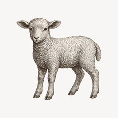 Fototapeta premium Vintage lamb illustration art