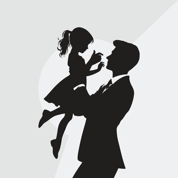 father holding dancing with daughter daddy daughter dance silhouette icon vector illustration design