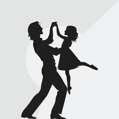 father holding dancing with daughter daddy daughter dance silhouette icon vector illustration design