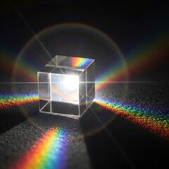 Refracted light through crystal cube