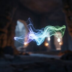 Colorful light trails in dark setting