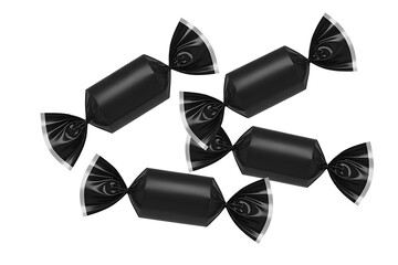 set of black Candy in Wrapper Isolated on White Background