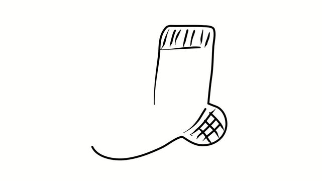 Sock, clothing. Contour drawing, silhouett animation. Video 4k object illustration self-drawing. Minimalist continuous line drawing silhouette on a white background new