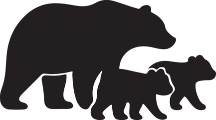 Obraz premium Bear Family Silhouette Vector Icon for Wildlife Logo, Outdoor Adventure Branding, Nature Emblem Design