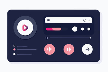 Fototapeta premium Black and white icon of a music player, featuring a play button and sound waves..eps