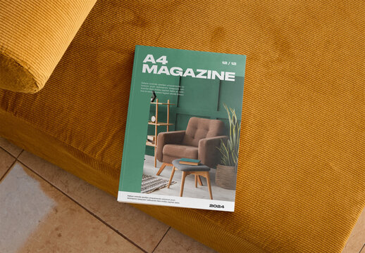 Mockup Of A4 Magazine With Customizable Front Cover