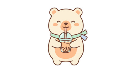 Adorable cartoon bear holding a heart with a sweet expression.
