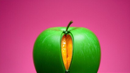 Obraz premium Unveil the Surprising Heart of a Green Apple