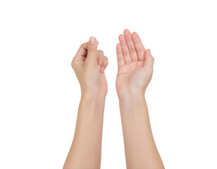 Obraz premium Hand holding a white paper airplane isolated on transparent background