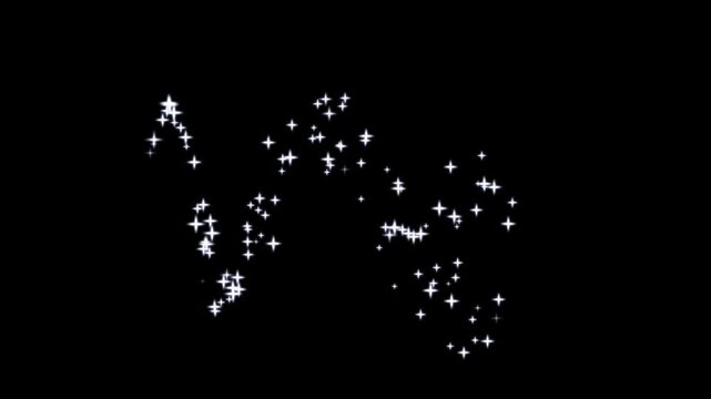 4K White Glitter Sparkles and Twinkling Stars Animation, Magic Pixie Dust Trail, White Twinkling Cartoon Stars, Fairy Dust Glow, Fast Sparkle Motion in Black screen