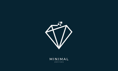 Fototapeta premium Digital Diamond Logo – Technology Data Pixel Innovation Icon