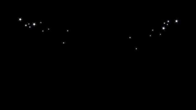 4K White Glitter Sparkles and Twinkling Stars Path Animation, Fast Glitter Motion, Pixie Dust Glow and Seamless Fantasy Overlay on Black Screen