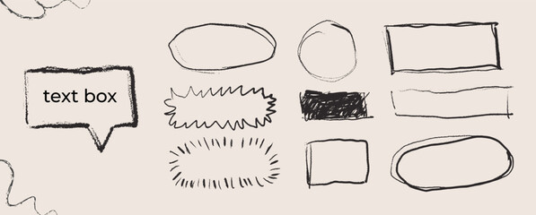 Hand Drawn Doodle Text Box Speech Bubble Set &ndash; Sketchy Comic Frames, Callouts, Shapes, Underline Elements Vector Pack