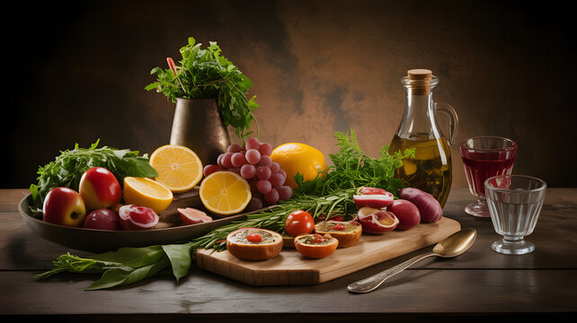 Abundant natural ingredients still life composition healthy fresh products