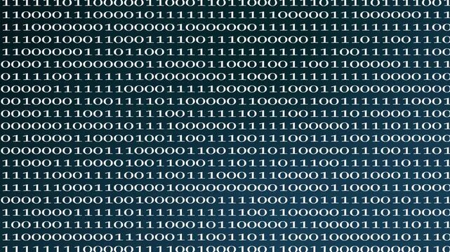 Realistic Binary Code Stream Cascading 0 and 1 up to down animation. abstract data, information, and the digital realm technology and data effect concept. 
