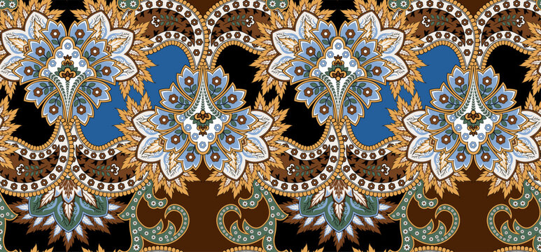 Colotful paisley pattern. Seamless tribal pattern design in vector.