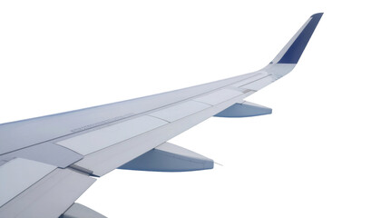 Fototapeta premium Airplane wing in flight isolated on transparent background