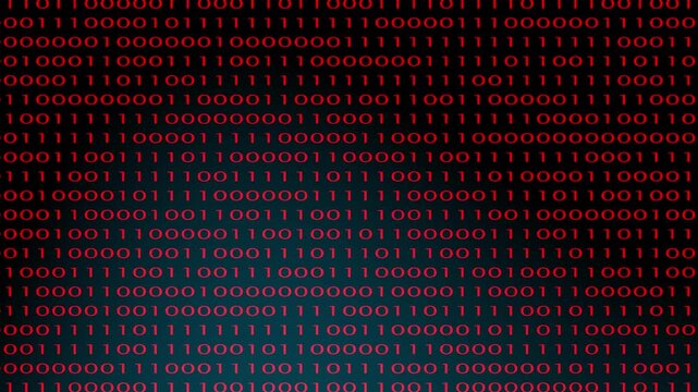 Realistic Binary Code Stream Cascading 0 and 1 up to down animation. abstract data, information, and the digital realm technology and data effect concept. 