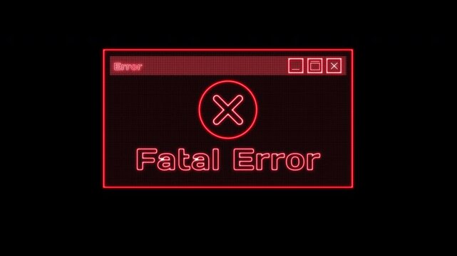 Fatal Error Window System Notifications. Animated Computer System Failure for Cyber Security Concepts