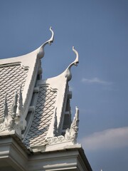 White Roof Decorations of Traditional Pattaya Temple in Thailand