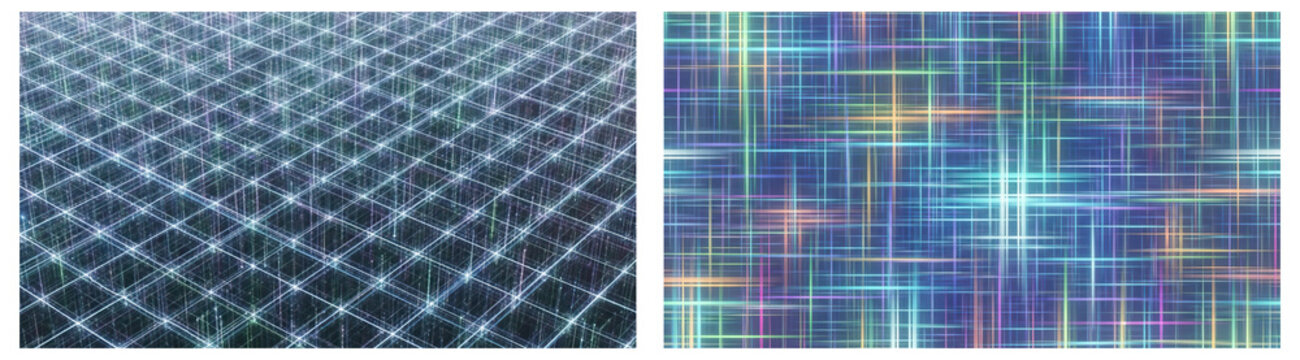 Geometric patterns with intersecting lines in shades of blue and multicolor social media thumbnail poster banner download 2026 2027